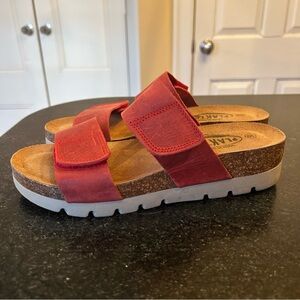 Plakton Red Leather Slide Sandals - Size 39 (US 7.5)
